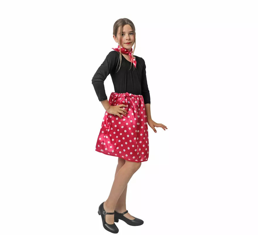 Kit de Años 50 de rasete para niña: Pañuelo y Falda