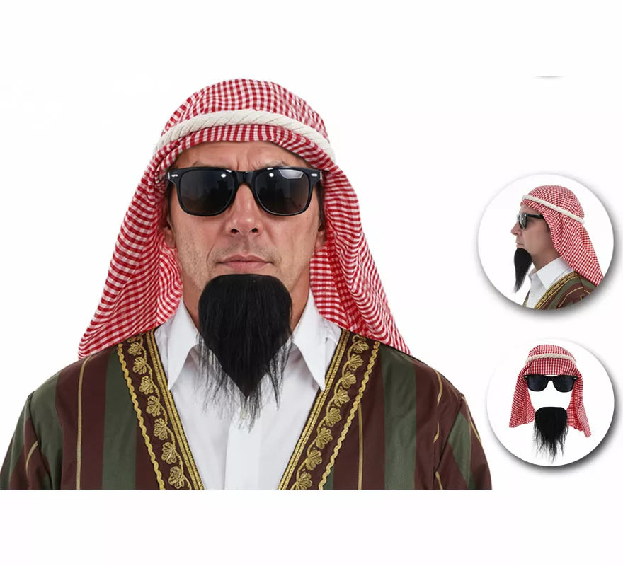 Kit de Árabe: Barba, Gafas y Turbante