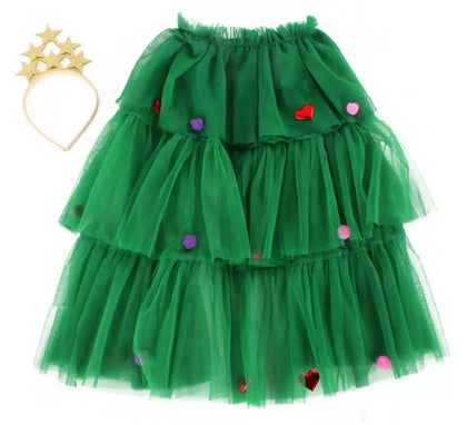 Kit de Árbol de Navidad: Diadema y Capa de Tul de 54 cm