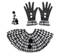 Kit de Arlequín Pierrot: Mini Sombrero, Guantes y Gorguera