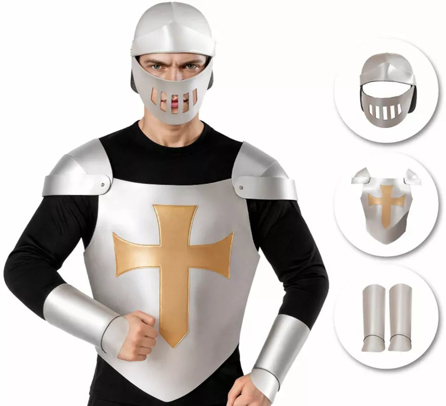Kit de Armadura Medieval plateada para hombre