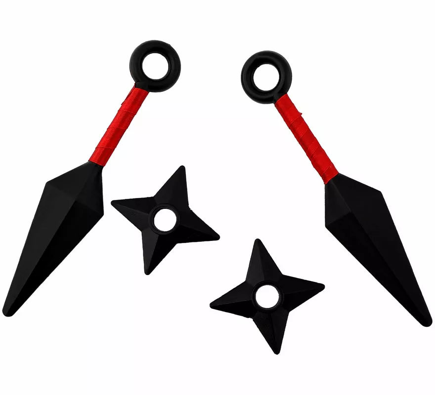 Kit de Armas Ninja: 2 Kunai y 2 Estrellas de plástico
