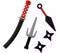 Kit de Armas Ninja: Dagas, Kunai, Espada y 2 Estrellas de plástico