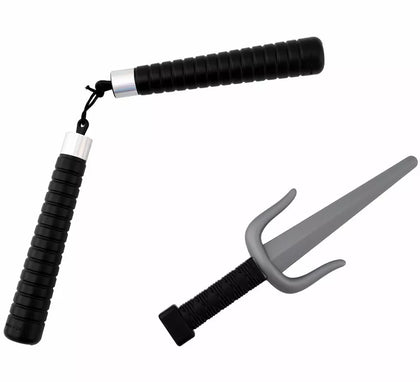 Kit de Armas Ninja: Nunchaku y Daga de plástico