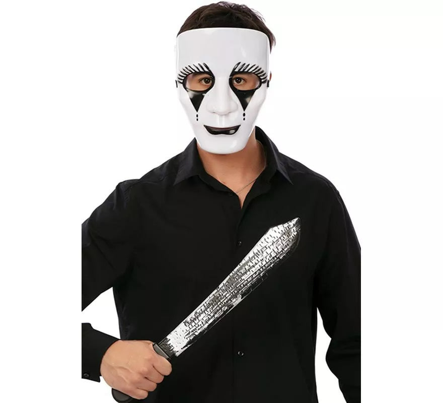 Translation missing: en.Kit de Asesino blanco adulto: Máscara y machete de 18x55 cm