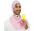 Kit de Bebé rosa adulto: Gorro, babero y chupete