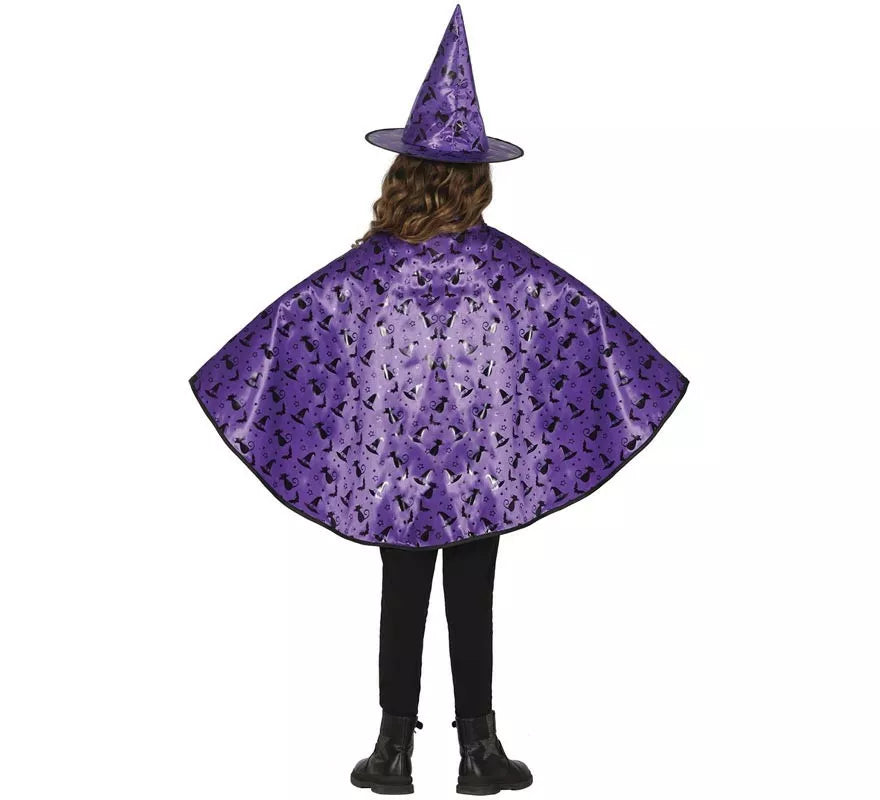 Kit de Bruja lila Infantil: Capa y Sombrero