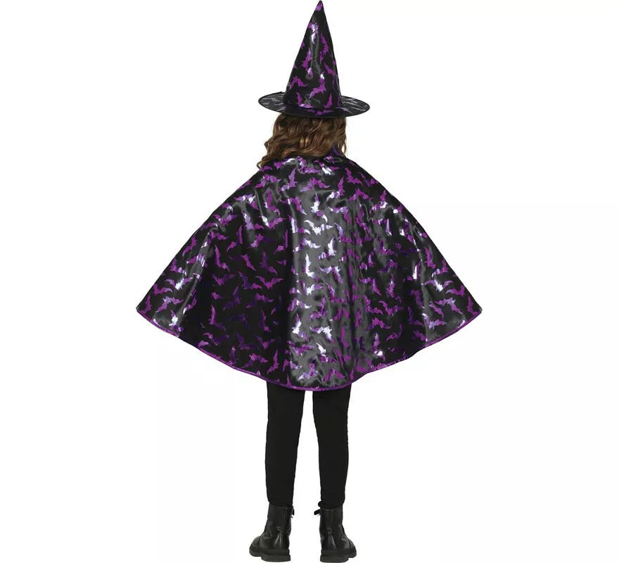 Translation missing: en.Kit de Bruja negro y lila Infantil: Capa y Sombrero