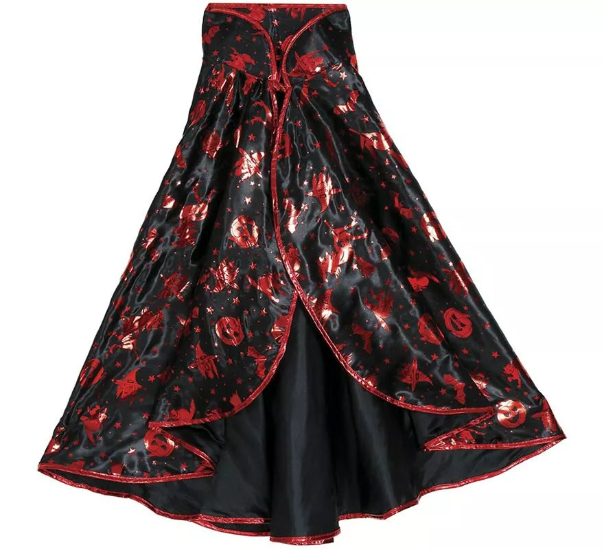 Kit de Bruja negro y rojo Infantil: Capa y Sombrero