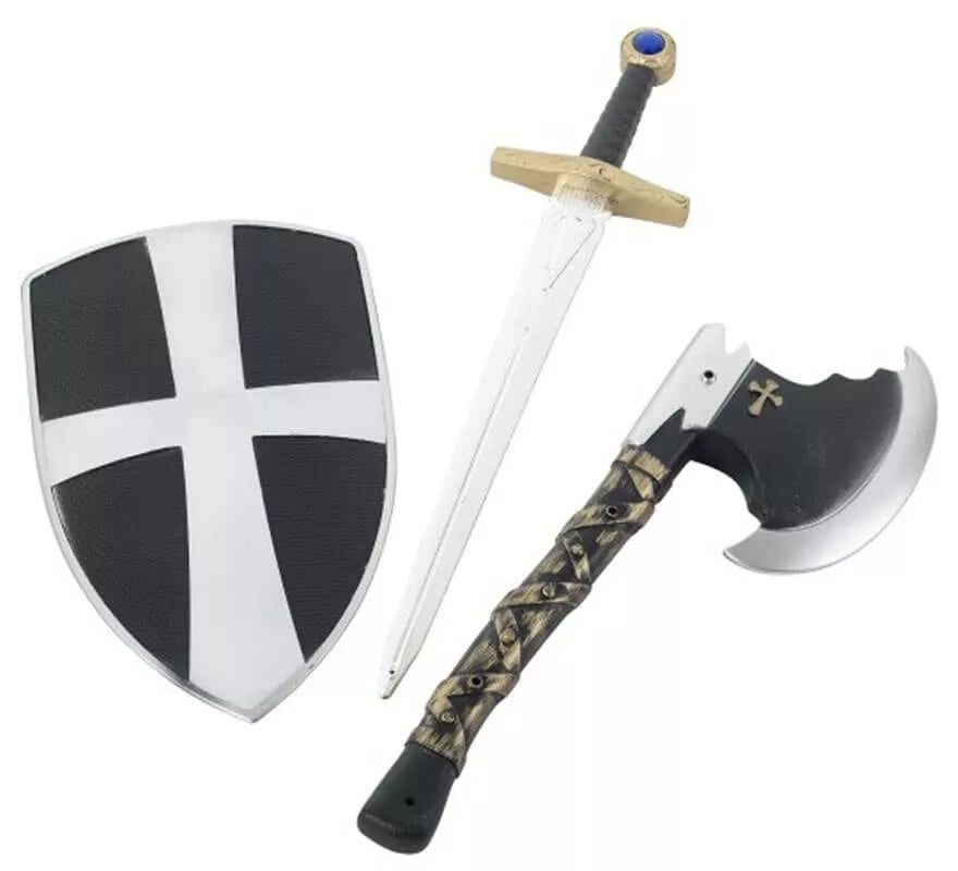 Translation missing: en.Kit de Caballero Cruzado Infantil: Hacha, Espada y Escudo