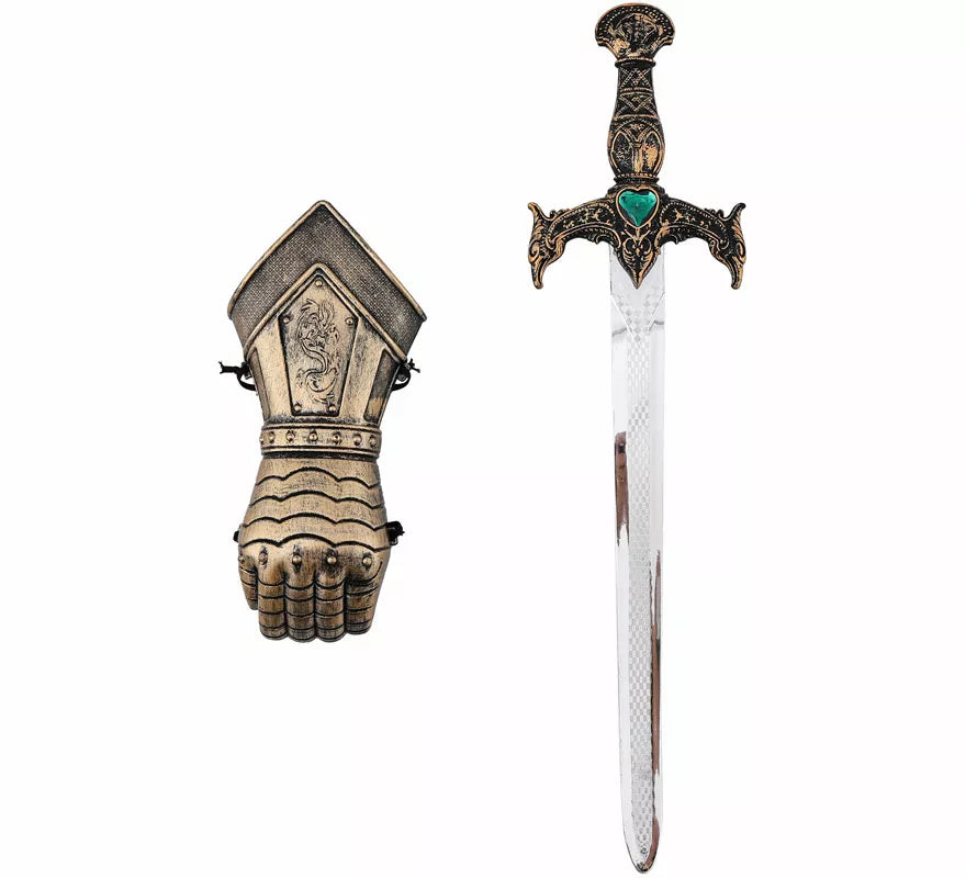 Kit de Caballero: Guantelete y Espada de 50x13 cm de plástico