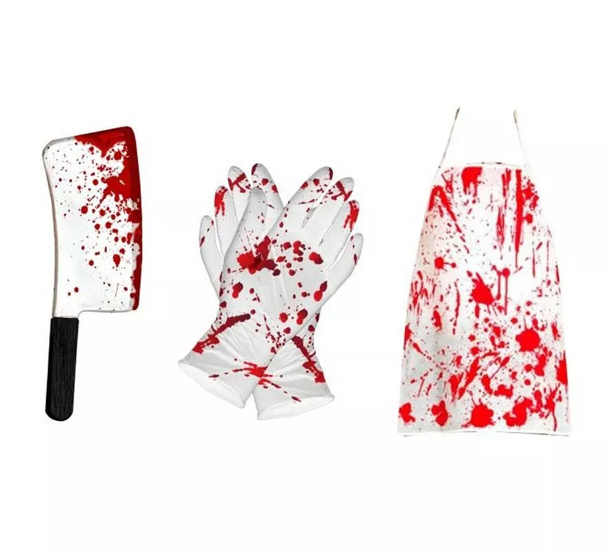 Kit de Carnicero Asesino: Delantal de guantes y hacha