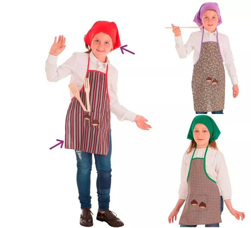 Kit de Castañera en modelos surtidos: Delantal y Gorro