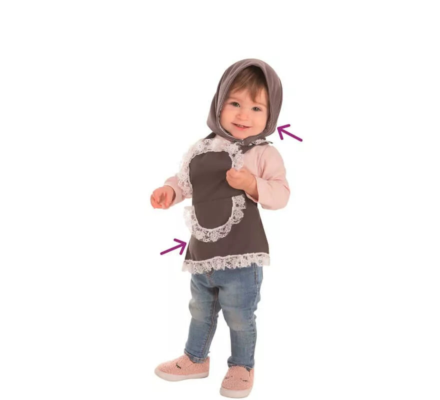 Kit de Castañera Gris para bebé: Delantal y Pañuelo