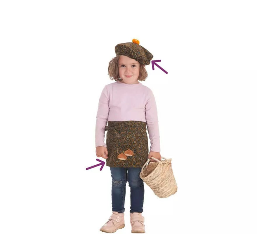 Translation missing: en.Kit de Castañera para bebé: Delantal y Gorro con Flores