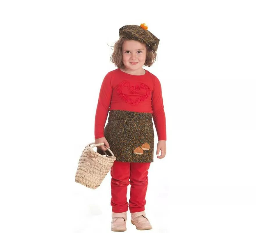Kit de Castañera para niña: Delantal y Gorro con Flores