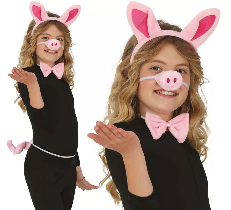 Translation missing: en.Kit de Cerdito para niños: cola, nariz, orejas y pajarita