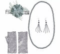 Kit de Charleston Años 20: Lazo, Pendientes, Collar y Guantes