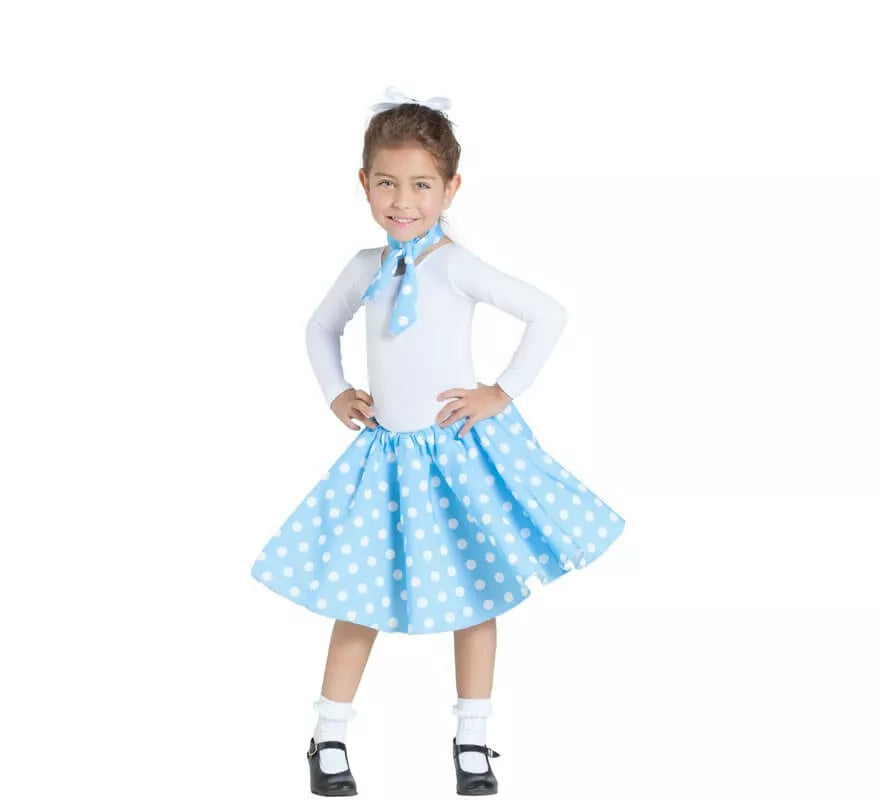 Kit de Chica Pin Up Azul para niña: Falda y Pañuelo