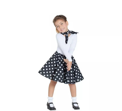 Kit de Chica Pin Up Negro para niña: Falda y Pañuelo