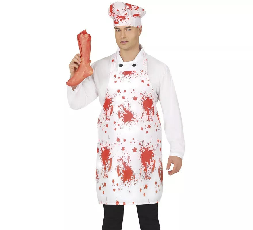 Kit de Cocinero: Gorro y Delantal con Sangre 55x70 cm