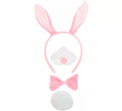 Pink Bunny Kit: Headband, Nose, Bow Tie and Tail