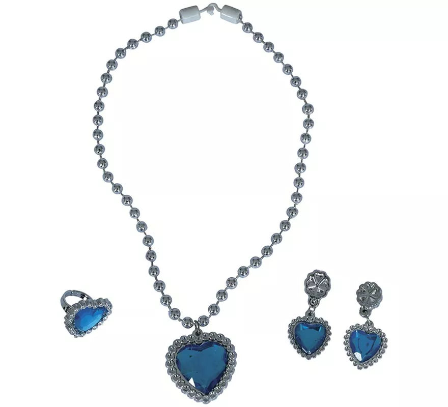 Translation missing: en.Kit de Corazón azul infantil: Collar, Anillo y Pendientes