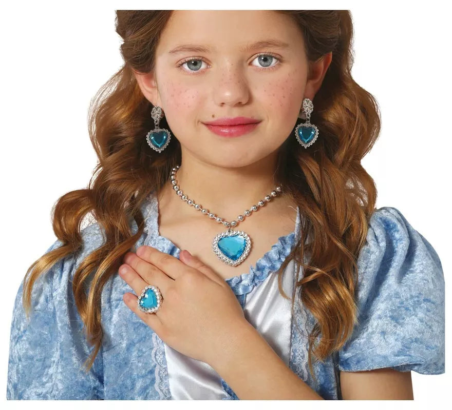 Translation missing: en.Kit de Corazón azul infantil: Collar, Anillo y Pendientes