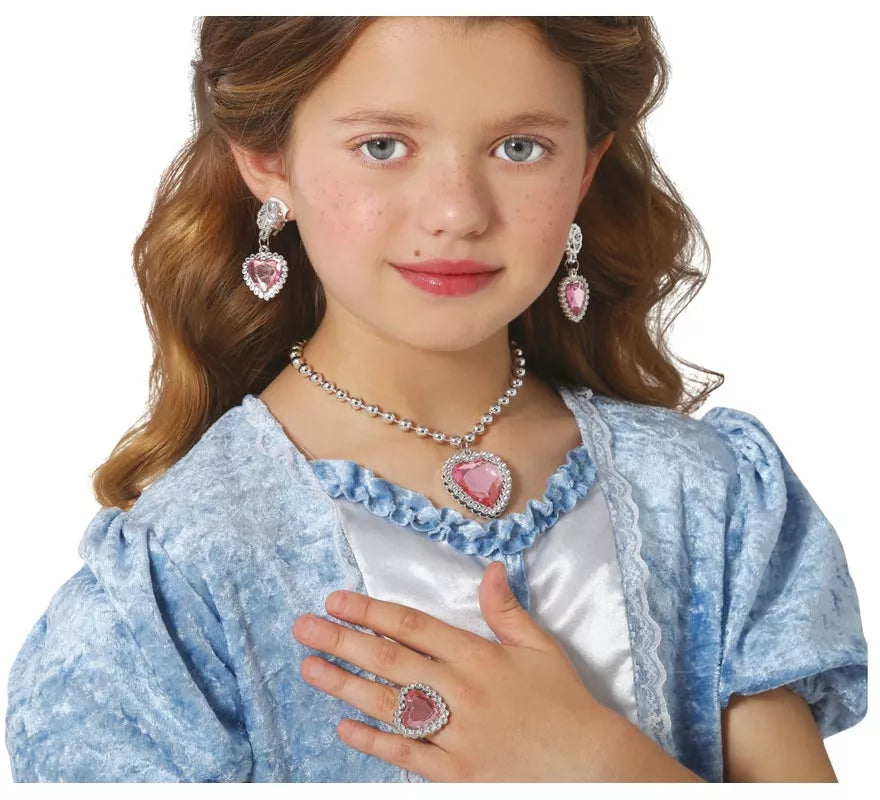 Translation missing: en.Kit de Corazón rosa infantil: Collar, Anillo y Pendientes