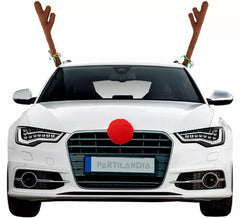 Brown Reindeer Antlers and Nose Decoration Kit for Car