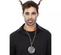 Kit de Demonio adulto: Cuernos, dentadura y medallón de 7,5 cm