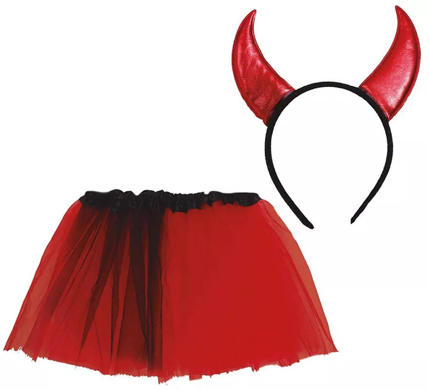 Kit de Diablesa Infantil: Tutú y Diadema 30 cm