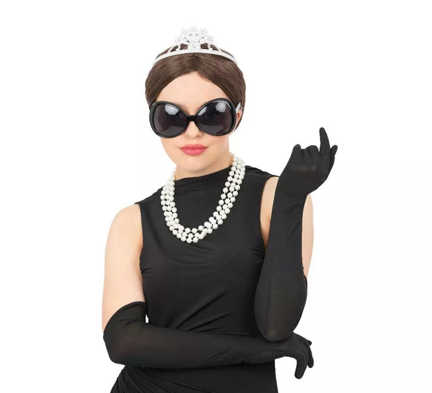 Kit de Diva Gafas de sol adulto: Tiara de plástico, Collar y Guantes largos
