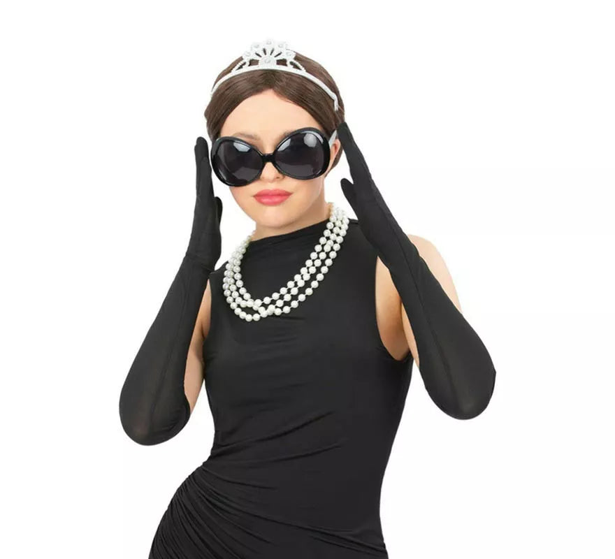 Kit de Diva Gafas de sol adulto: Tiara de plástico, Collar y Guantes largos