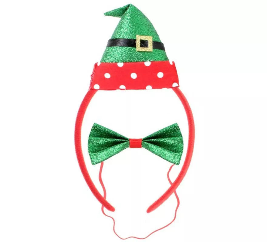 Kit de Elfo Ayudante de Papá Noel: Diadema y Pajarita