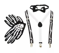 Skeleton Kit: Bow Tie, Gloves and Suspenders