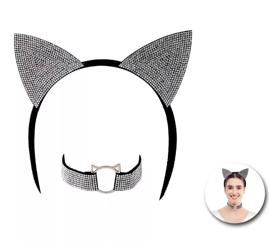 Translation missing: en.Kit de Gata brillante adulto: Diadema y Collar
