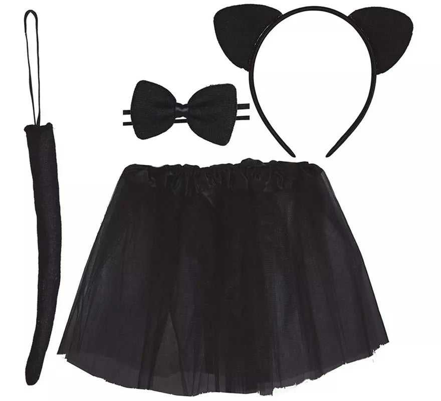 Translation missing: en.Kit de Gatita Infantil: Tutú, Diadema, Pajarita y Cola 30 cm