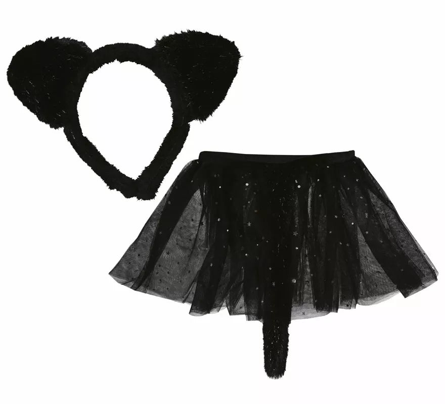 Translation missing: en.Kit de Gatita negra infantil: Diadema y falda