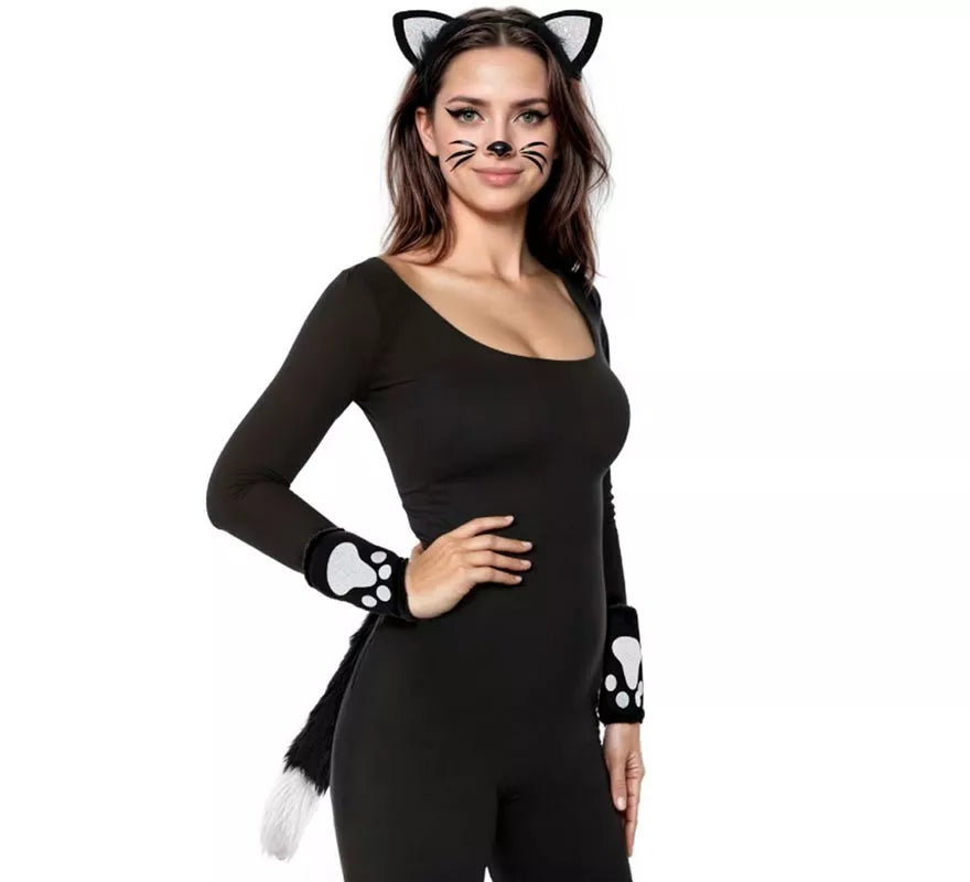 Kit de Gatito: Diadema, Muñequeras y Cola