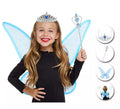 Kit de Hada Organza azul infantil: Diadema, Varita y Alas