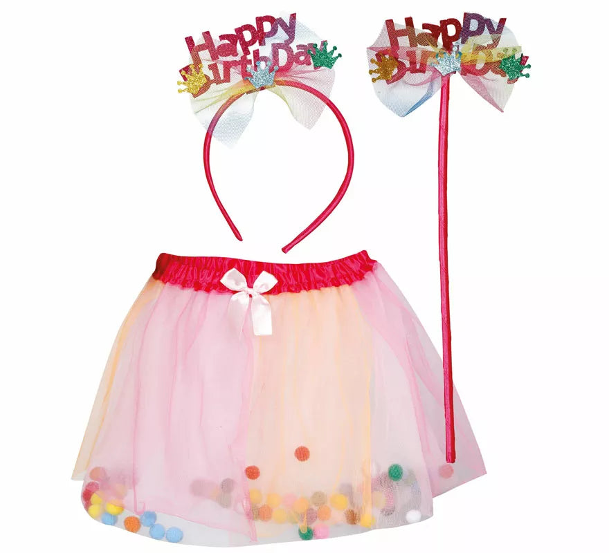 Translation missing: en.Kit de Happy Birthday infantil: Diadema, varita y falda