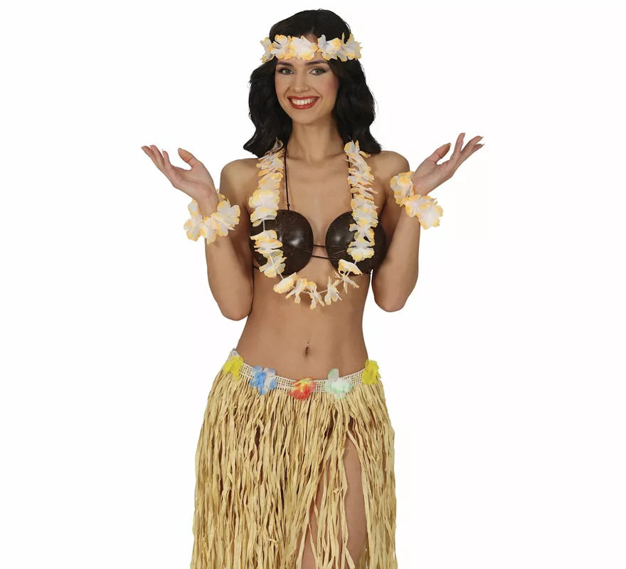 Translation missing: en.Kit de Hawaiana naranja: Collar, tocado y pulseras