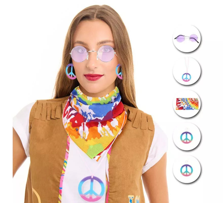 Translation missing: en.Kit de Hippie adulto: Gafas, Pendieañuelo y Collar en varios colores