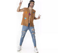 Kit de Hippie marrón para hombre: Chaleco y Cinta para la cabeza
