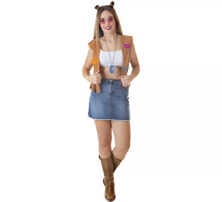 Translation missing: en.Kit de Hippie marrón para mujer: Chaleco y Cinta para la cabeza