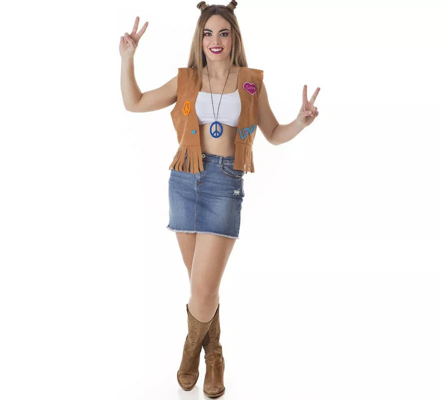 Translation missing: en.Kit de Hippie marrón para mujer: Chaleco y Cinta para la cabeza
