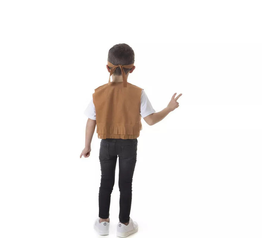 Kit de Hippie marrón para niño: Chaleco y Cinta para la cabeza