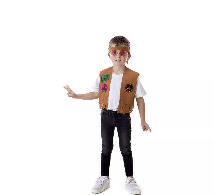 Translation missing: en.Kit de Hippie marrón para niño: Chaleco y Cinta para la cabeza