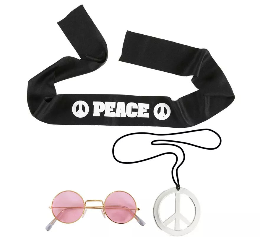 Translation missing: en.Kit de Hippie Peace adulto: Cinta, gafas y collar